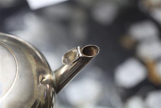 A rare George I Britannia standard silver bullet shaped teapot by Pierre Platel, gross 12.5 oz.